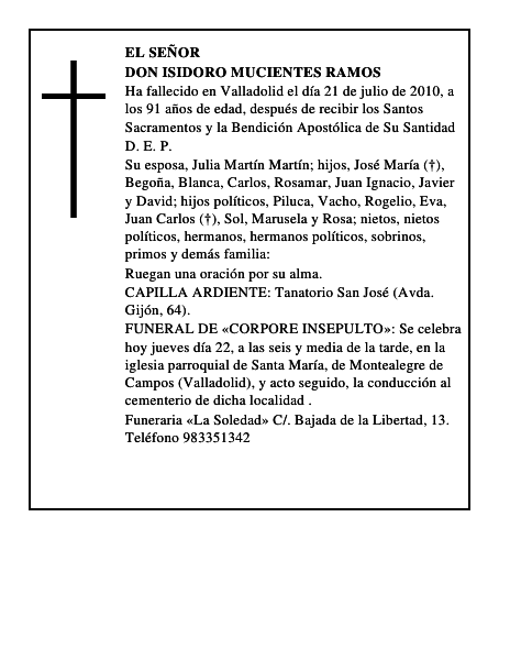Don Isidoro Mucientes Ramos