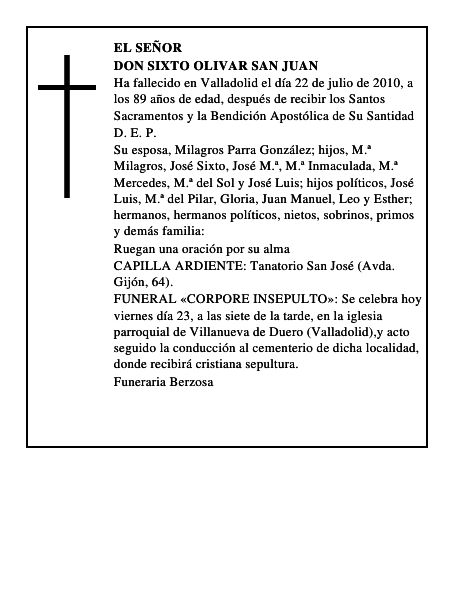 Don Sixto Olivar San Juan