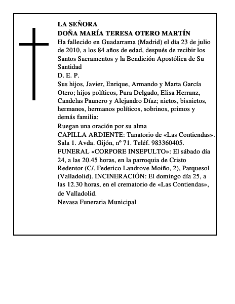Doña María Teresa Otero Martín