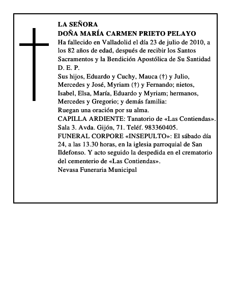 Doña María Carmen Prieto Pelayo
