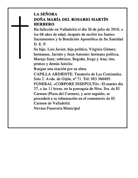 Doña María del Rosario Martín Herrero
