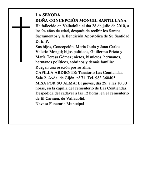 Doña Concepción Mongil Santillana