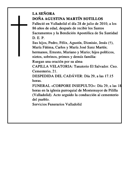 Doña Agustina Martín Sotillos