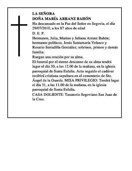 Doña María Arranz Bahón