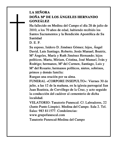 Doña Mª de los Ángeles Hernando González