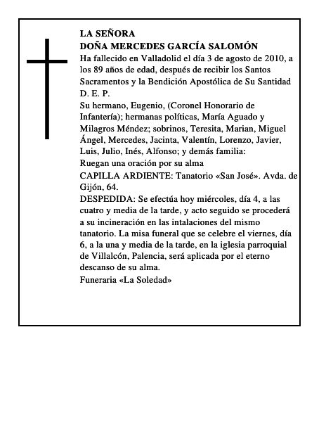 Doña Mercedes García Salomón