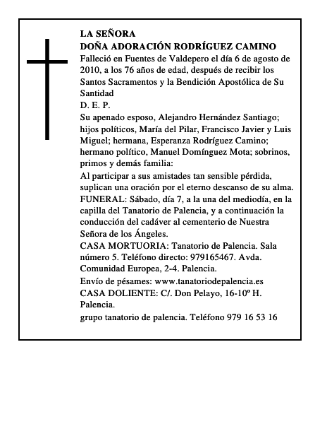 Doña Adoración Rodríguez Camino