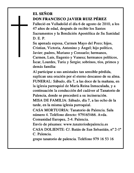 Don Francisco Javier Ruiz Pérez