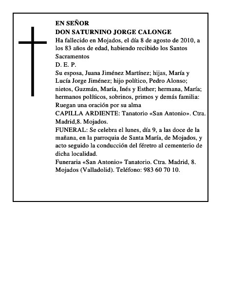 Don Saturnino Jorge Calonge