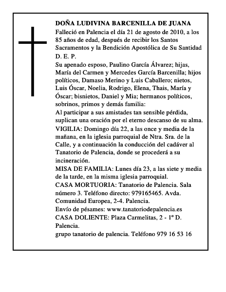 Doña Ludivina Barcenilla de Juana