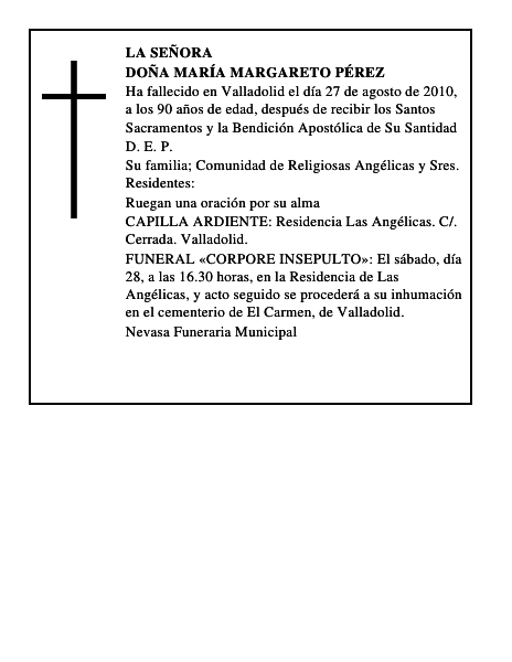 Doña María Margareto Pérez