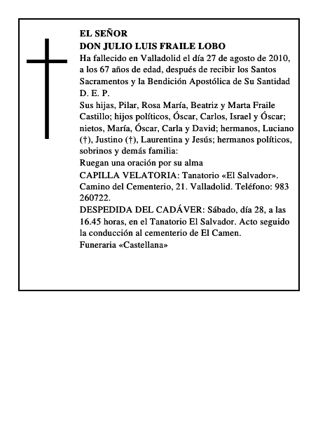 Don Julio Luis Fraile Lobo