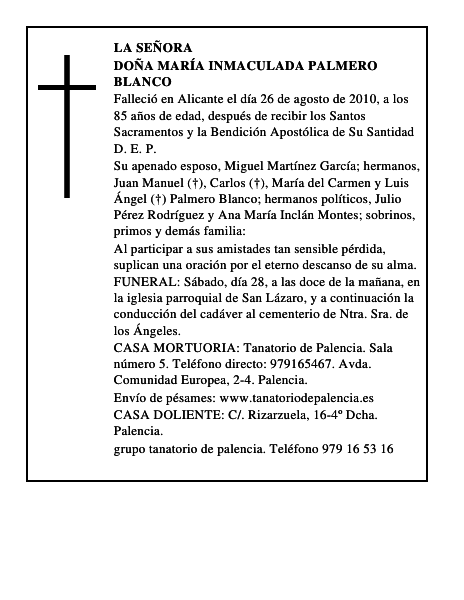 Doña María Inmaculada Palmero Blanco