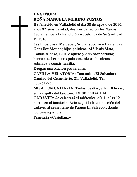 Doña Manuela Merino Yustos