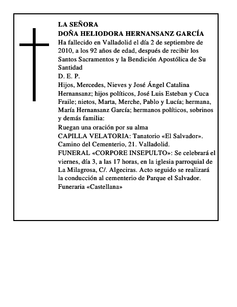 Doña Heliodora Hernansanz García