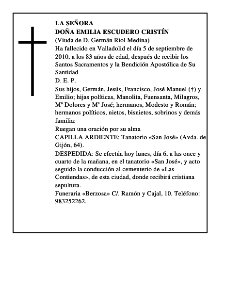 Doña Emilia Escudero Cristín