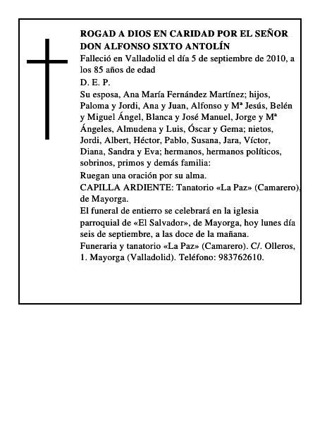 Don Alfonso Sixto Antolín