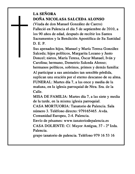 Doña Nicolasa Salceda Alonso