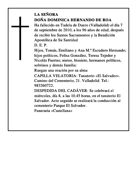 Doña Dominica Hernando de Roa