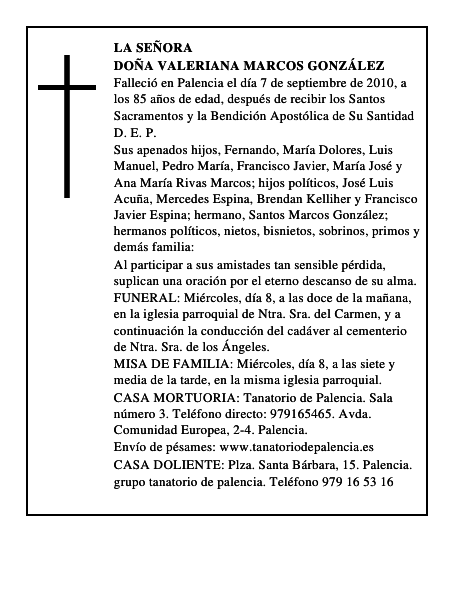 Doña Valeriana Marcos González