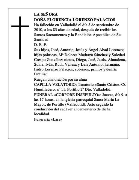 Doña Florencia Lorenzo Palacios