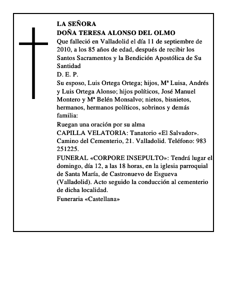 Doña Teresa Alonso del Olmo
