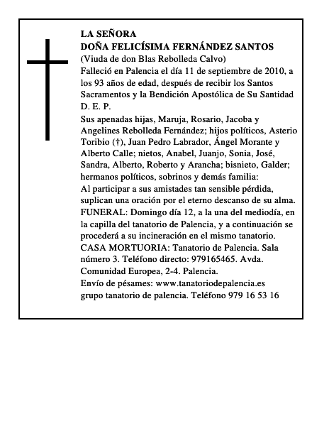 Doña Felicísima Fernández Santos