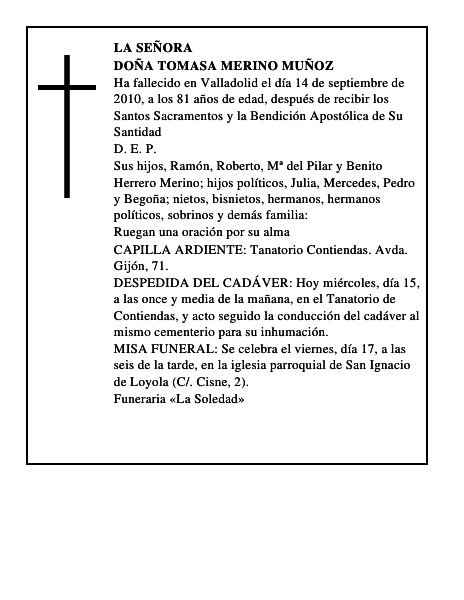 Doña Tomasa Merino Muñoz