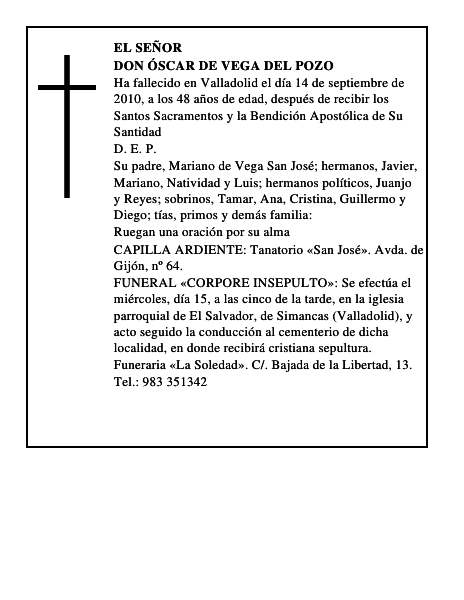 Don Óscar de Vega del Pozo