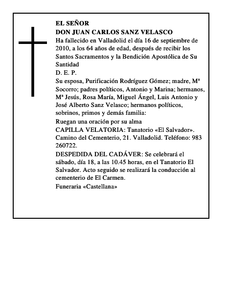 Don Juan Carlos Sanz Velasco