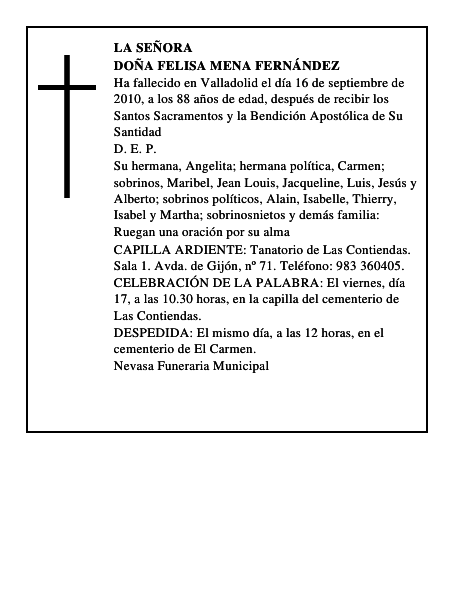 Doña Felisa Mena Fernández