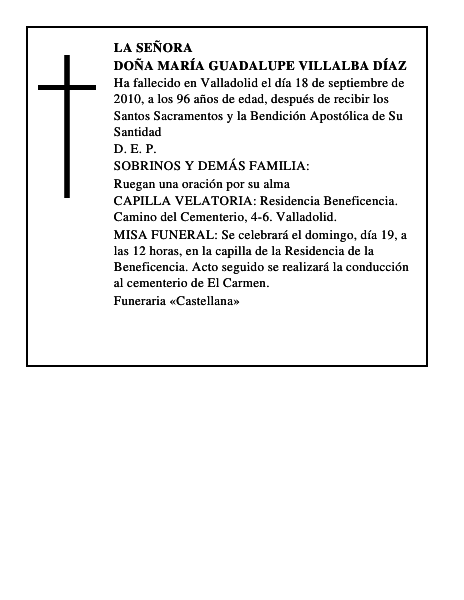 Doña María Guadalupe Villalba Díaz