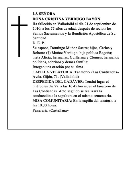 Doña Cristina Verdugo Bayón