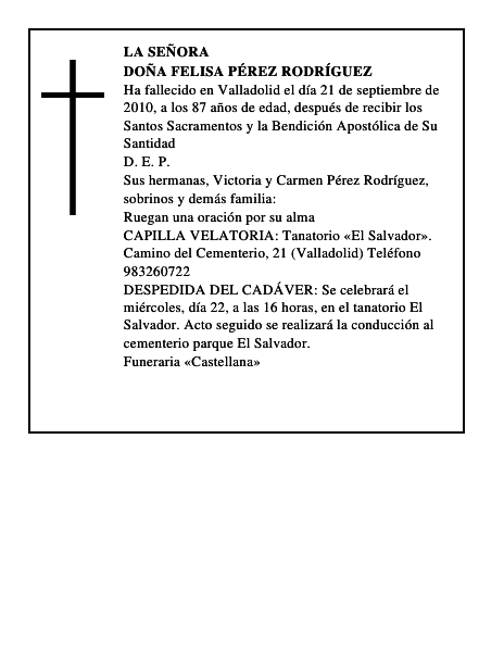 Doña Felisa Pérez Rodríguez