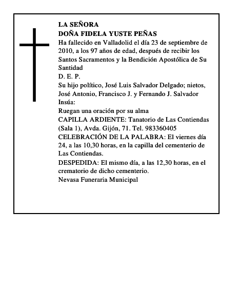 Doña Fidela Yuste Peñas