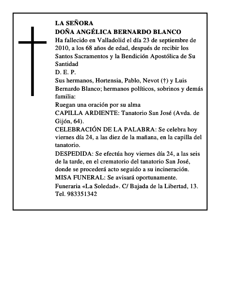 Doña Angélica Bernardo Blanco