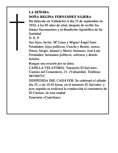 Doña Regina Fernández Nájera