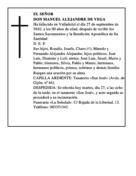 Don Manuel Alejandre de Vega