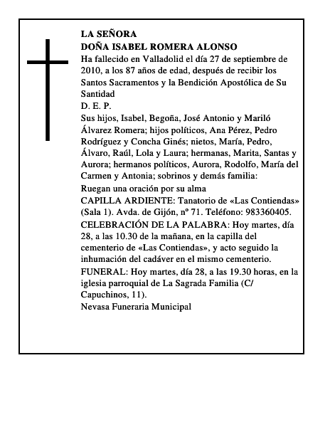Doña Isabel Romera Alonso