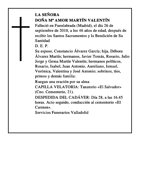 Doña Mª Amor Martín Valentín