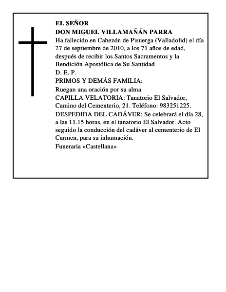 Don Miguel Villamañán Parra