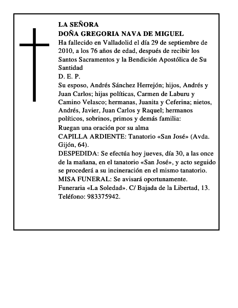 Doña Gregoria Nava de Miguel