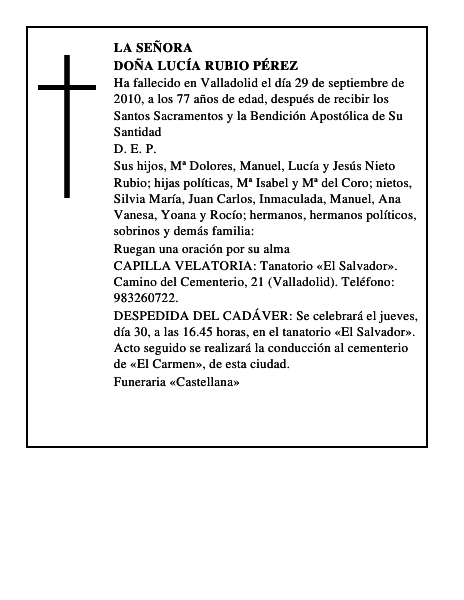 Doña Lucía Rubio Pérez