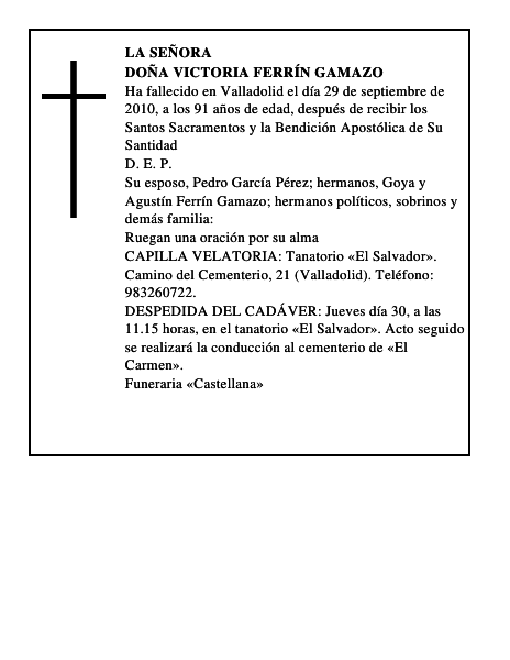 Doña Victoria Ferrín Gamazo