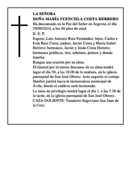 Doña María Fuencisla Costa Herrero