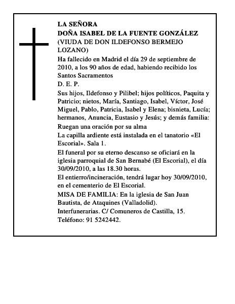 Doña Isabel de la Fuente González