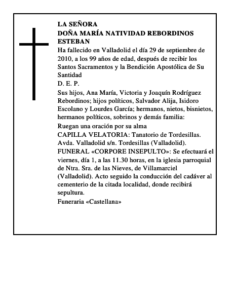 Doña María Natividad Rebordinos Esteban