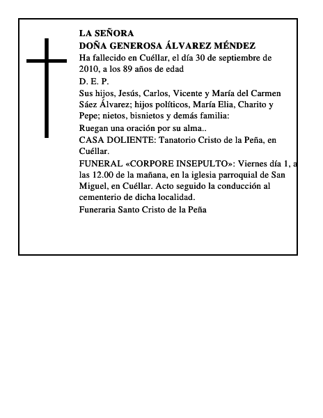 Doña Generosa Álvarez Méndez
