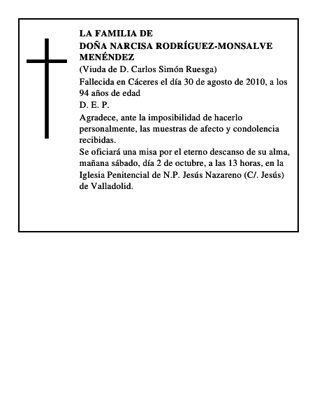 Doña Narcisa Rodríguez-Monsalve Menéndez
