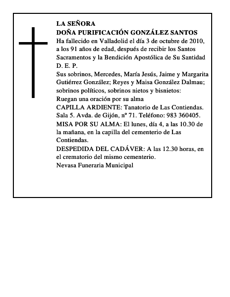 Doña Purificación González Santos